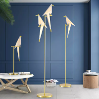 Bird Floor Lamp Creative Acrylic Thousand Paper Cranes Perch Gold Floor Lamp For Living Room Bedroom Home Decor Origami Lamp