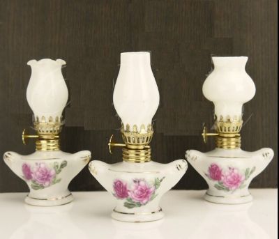 Nostalgia Ceramic Kerosene Lamp Lantern China Style Home Decoration Props Crafts Gifts Oil Lights Vintage Night Lights Lamp