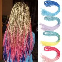 NDEURDI สังเคราะห์สังเคราะห์สังเคราะห์ เปีย Zizi Ombre Ombre Ombre สายรุ้งสีรุ้ง กล่องถักบางๆ เร็กเก้ มัดผมถักเปีย ส่วนต่อผมโครเชต์ สำหรับผู้หญิง