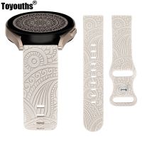 TOYOUTHS Engraved Band for Samsung Galaxy Watch 5 4 Floral Silicone Sport Solo Loop Strap for Watch 3 41mm/Active 2/Active