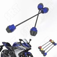 โยธินเหมาะสำหรับยามาฮ่า YZF R25 R3 ABS YZE-R3 YZF-R25 2019-2023ด้านหน้าและด้านหลังรถจักรยานยนต์ที่ป้องกันการชนเพลาส้อมล้อ