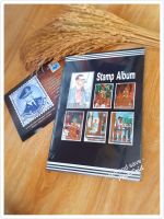 อัลบั้นใส่ สมุดใส่ สมุดสะสมแสตมป์ Stamp Album ปกอัดแข็งเคลือบเงา มีกระดาษคั่นทุกหน้า 7 แผ่น(เล่มใหญ่)ส่งจากไทย