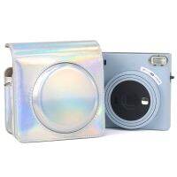 สำหรับ FUJIFILM Instax Square SQ1 Aurora กระเป๋าใส่กล้องถ่ายรูปหนังพียูสีสันสดใสพร้อมสายรัด (สีเงิน)