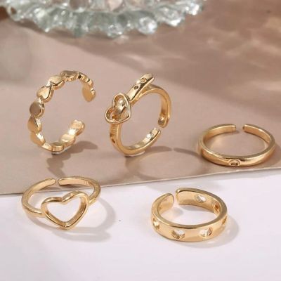 พร้อมส่ง💗แหวนเซ็ต 5 วงลายหัวใจหลากหลายแบบ แหวนสไตล์เกาหลี แหวนแฟชั่น