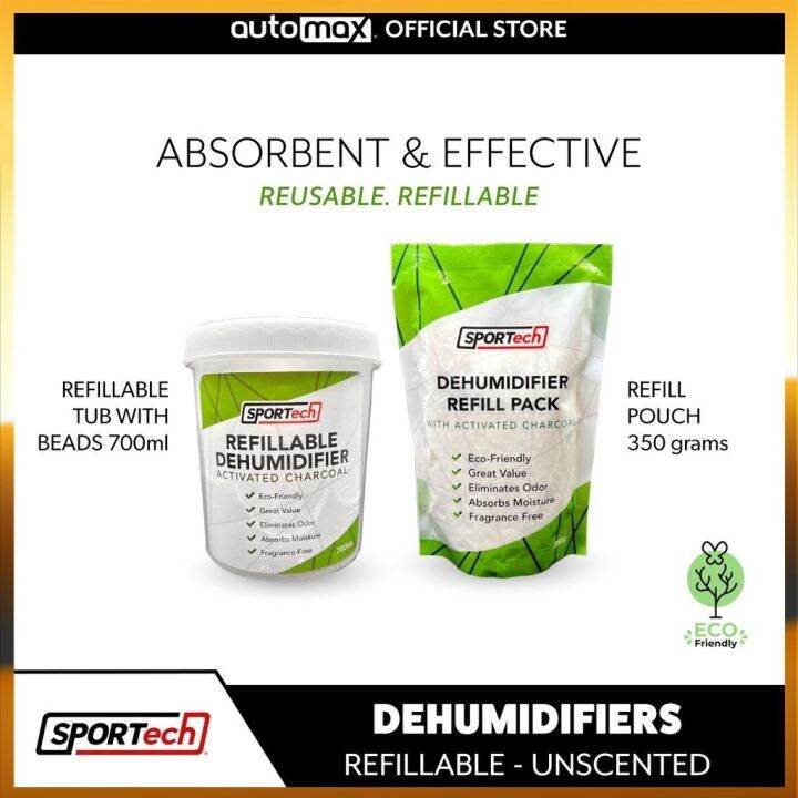 Sportech Refillable Dehumidifier Activated Charcoal Odor Eliminator