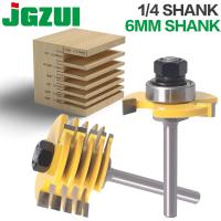 2Pc 6 ชิ้นตัดสล็อต 3 Wing Router Bit Set Woodworking Chisel Cutter Tool- 8－11/4－Shank 6mm shank Tenon Cutter for Woodwor