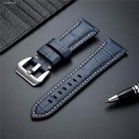 ¤ Business Genuine Leather Watchbands 20mm 22mm 24mm 26mm Steel Buckle Watch Accessories Black Brown Blue Wristwatch Straps