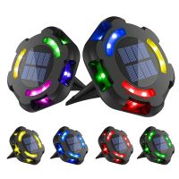 6Pack Solar Ground Lights 12 LED Solar Lights Multi-Color Disk Lights Waterproof Landscape Light for Lawn Patio Pathway