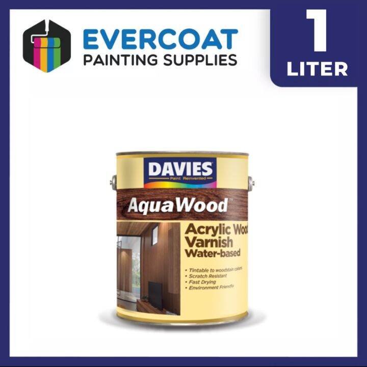 ♢Davies AquaWood Wood Stain + Varnish Water Based 1L Lazada PH
