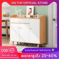 ?OnTop?ตู้เก็บรองเท้า ตู้อเนกประสงค์ Modern Cabinet ชั้นวางรองเท้า ที่วางรองเท้า ตู้ไม้สีขาว 3in1 ดีไซน์เรียบง่าย หนา แข็งแรง พร้อม