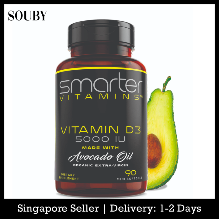 SmarterVitamins Vitamin D3 5000 IU in Avocado Oil 125mcg ExtraVirgin