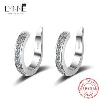 New Fashion Fine Zircon 925 Sterling Silver C Type Clip Earrings Punk Rock Unisexual Rhinestone No Hole Ear Clip Earring Jewelry