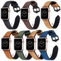 Genuine Leather Silicone iWatch Strap Band for Apple Watch Series 8 7 6 SE 5 4 3 2 38mm 40mm 42mm 44mm 41mm 45mm 【BYUE】