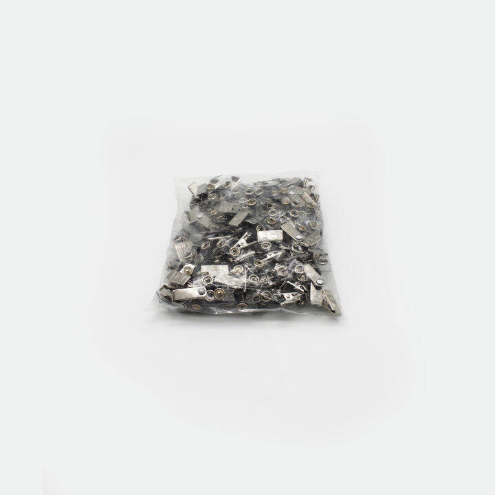 100Pcs Metal Badge Clips with Clear PVC Straps, Premium Double Hole