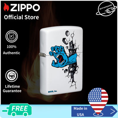 Zippo Screaming Hand Design White Matte Pocket Lighter | Zippo 49614การออกแบบมือกรีดร้อง（ไฟแช็กไม่มีเชื้อเพลิงภายใน）