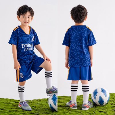 21 22 R-Madrid Football Jersey Set Kids Boys Girls Soccer Clothes Kits