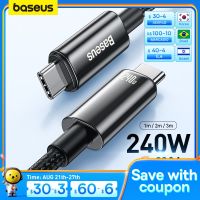 Baseus PD 240W สายเคเบิลสายชาร์จได้ไวชนิด C ถึง USB ชนิด C 5A สายสำหรับสายข้อมูล Macbook Ipad