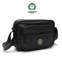 LINGKY  PK601 : กระเป๋าสะพายขนาดกลาง ปรับสายได้ มี5ช่องซิป / Crossbody Unisex-Bag