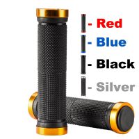 PE Rubber MTB Grips Alloy Cuffs Bilateral Lock Bicycle Handle Grip Anti-skid Cycling Handlebar Sleeve BMX Bike Accessories Handlebars