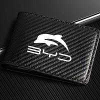 ✻❈ For BYD Atto 3 EV 2022 2023 Carbon Fiber Credit Bank Card Holder Leather Driver License ID Card Bag Accessories