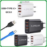 อะแดปเตอร์ที่ชาร์จความเร็วสูงเดินทาง CLMXCA ชาร์จ USB อย่างรวดเร็ว + TYPE-C + QC3.0พอร์ตชาร์จติดผนังหลาย