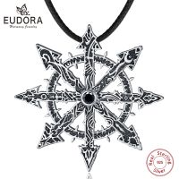 Eudora 925 Sterling Silver Chaos Star Pendant Chaos Star Magic Pendant Kabbalah Chaos Wheel Amulet Necklace Punk Jewelry For Man