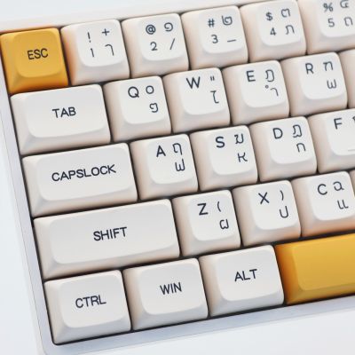 Thai/English/Japanese Keycaps 140 Keys Honey Milk Keycap For MX Switch Mechanical Keyboard PBT Dye Subbed Bee มาตรฐาน