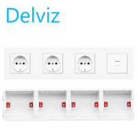 DELVIZ (EU) Cat6+EU++EU+EU wall power socket, special socket for computer office, equipped with socket installation box.