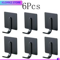 KLOMKZ 6Pcs ทนทานสำหรับงานหนัก ตะขอผ้าเช็ดตัวอาบน้ำ กาวในตัว เหล็กไร้สนิม ตะขอติดแน่น ใช้งานได้จริง ง่ายต่อการติดตั้ง ไม้แขวนผนัง ประตูห้องน้ำประตู