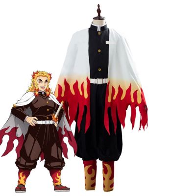 Rengoku Kyoujurou Cosplay Costume Demon Slayer Halloween Anime Cosplay Cartoon Kimetsu No Yaiba Costume For Kids For Adult Gifts