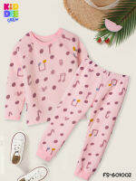 KiddeeCrew ชุดนอนเด็กผู้หญิง สีชมพูลายดนตรี Pink Note Pajama สำหรับอายุ 1-8 ปี