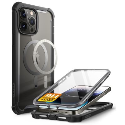 I-blason Ares เคสโทรศัพท์มือถือแบบใส สองชั้น พร้อมกระจกนิรภัยกันรอยหน้าจอ สําหรับ iPhone 14 Pro MagSafe 6.1 นิ้ว (2022)