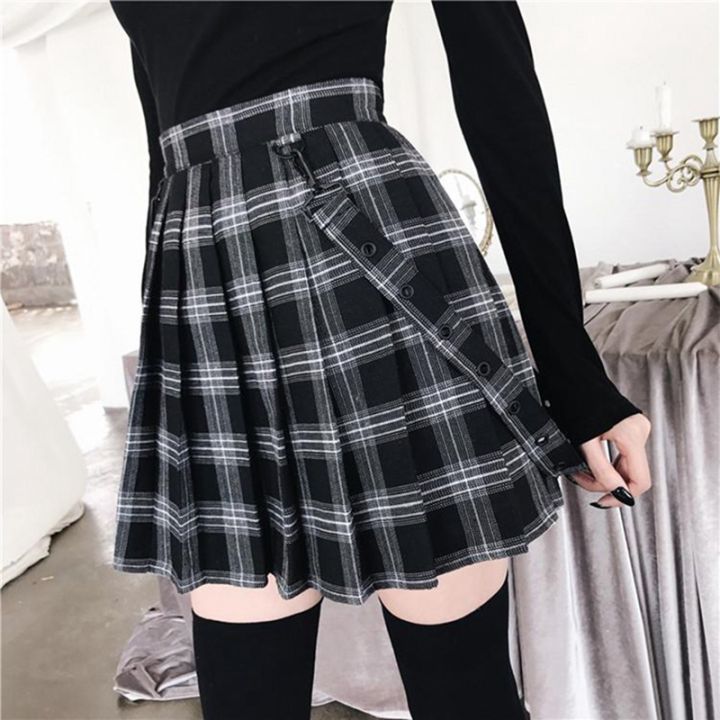 harajuku-gothic-vintage-plaid-skirts-womens-high-waist-pleated-skirt-punk-girl-short-skirt