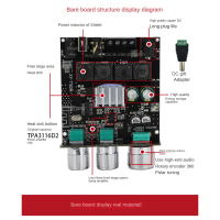 XY-T50H Bluetooth 5.0 Amplifier Board TPA3116D2 50W+50W High-Bass Adjustable Stereo Digital Amplifier Board Audio Module