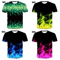 ใหม่3D พิมพ์เสื้อยืดผู้ชาย Fire แขนสั้นผู้ชาย Flame พิมพ์ Tshirt