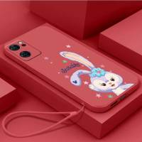 เคส OPPO Reno ซิลิโคนเหลว OPPO Reno ป้องกันเคสนิ่มใส่โทรศัพท์7 5G OPPO Find X5 Lite เคสโทรศัพท์รูปกระต่ายน่ารักปลอกเคสกันกระแทกมือถือเรียบเคสสายคล้องแบบมีเคสโทรศัพท์