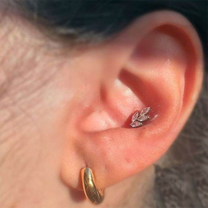 f136-astm-ไทเทเนียมหู-pierc-รูปใบกับ-cz-top-กระดูกอ่อน-tragus-หูหู-tragus-หูต่างหูเครื่องประดับลิ้น-studs-เครื่องประดับแบบเจาะ