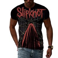 2023 NEW2023ใหม่3D พิมพ์ Slipknot Band โปสเตอร์เสื้อยืดผู้ชายฤดูร้อนสบายๆรอบคอแขนสั้น Top