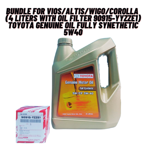 TOYOTA OIL CHANGE BUNDLE FOR VIOS/ALTIS/WIGO/COROLLA (4LTRS TOYOTA