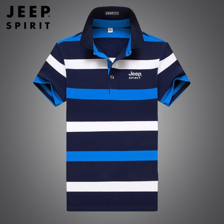 jeep-spirit-ฤดูร้อนใหม่-stripe-top-ผู้ชายแฟชั่นผิว-breathable-เสื้อโปโลแขนสั้นเยาวชนตัดสามมิติ-casual-เสื้อยืด