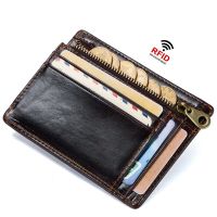 Men Card Wallet Genuine Leather Card Holder Coin Purse Ladies Card Mini Bag Mens Slim Purse Money Small Wallet Key Holder Gift Card Holders