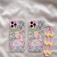 เคส สำหรับ ไอโฟน เคสซิลิโคน สินค้าพร้อมส่งจากไทย สำหรับ Iphone 13 12 11 Pro max เลนส์หัวใจ+สายกางโปงชมพู TPU-R1757