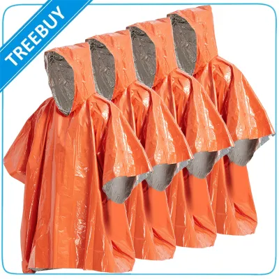 4 Pack Emergency Rain Poncho ผ้าห่มความร้อน Poncho Weather Proof Outdoor Survival Camping Gear