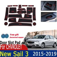 Door Groove Mat For Chevrolet Sail 3 2019~2015 New Nueva Sail 3 Anti-Slip Ruer Cup Cushion Stickers Essories Mat For Phone