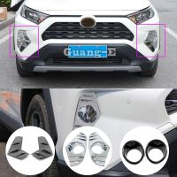 RAV4โตโยต้า2019 2020 2021 2022 2023แต่งรถเครื่องตรวจจับฝาครอบหัวโคมไฟไฟตัดหมอกด้านหน้า Lis Pigura ฝากระโปรงคิ้ว2ชิ้น