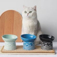 Cat Food Water Bowl Ceramic Japonism Small Dogs Feeders Elevated Puppy Cats Drinking Eating Bowls Pet Supplies