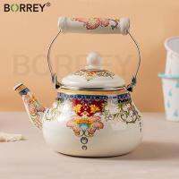 BORREY 2.5L Enamel Kettle Teapot Large capacity Jug Induction Cooker Gas Stove Universal Home Hotels Thicker Handle Water Carafe