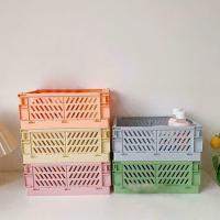 24.8*16.5*9.7cm Large Foldable Plastic Portable Box Basket Student Desktop Storage H8W4