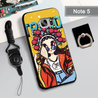 เคส TPU นิ่มสำหรับ Samsung Galaxy Note 5เคสโทรศัพท์กล่องคลุมทั้งหมดพิมพ์ลายป้องกันการตกหล่น Tputhone ฝามีที่ถือวงแหวนและเชือก