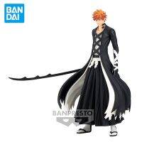 BANPRESTO ของแท้ฟอกขาวที่เป็นของแข็งและจิตวิญญาณชุดคอสเพลย์ Kurosaki Ichigo 17ซม. ตัวการ์ตูนแอนนิเมชั่นทำจาก PVC หุ่นโมเดลของเล่น